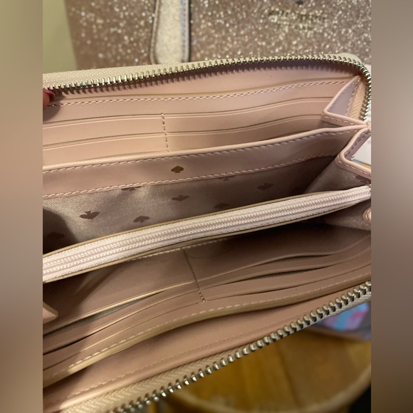 Kate Spade Nutcracker Glitter Tinsel Tote in Rose Gold +Matching Wallet Bundle! - Picture 4 of 10